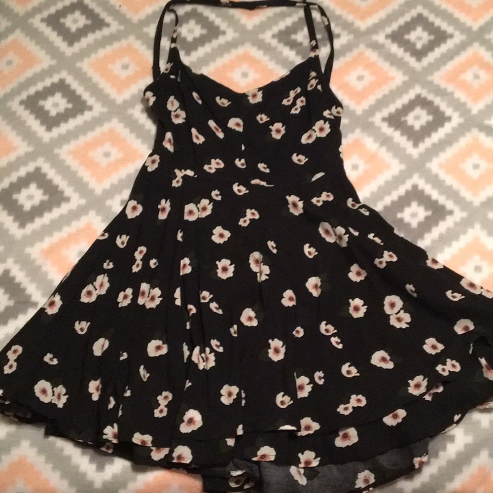 Floral Cross Back Open Back Dress